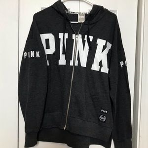 VS Pink zip up oversized hoodie